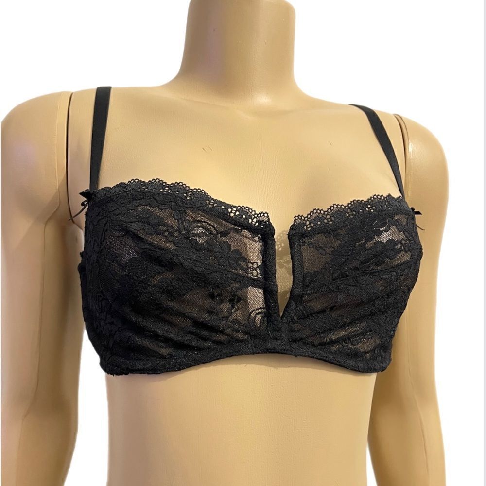 Victoria’s Secret Sexy lace unlined underwire balconette bra black 32DD